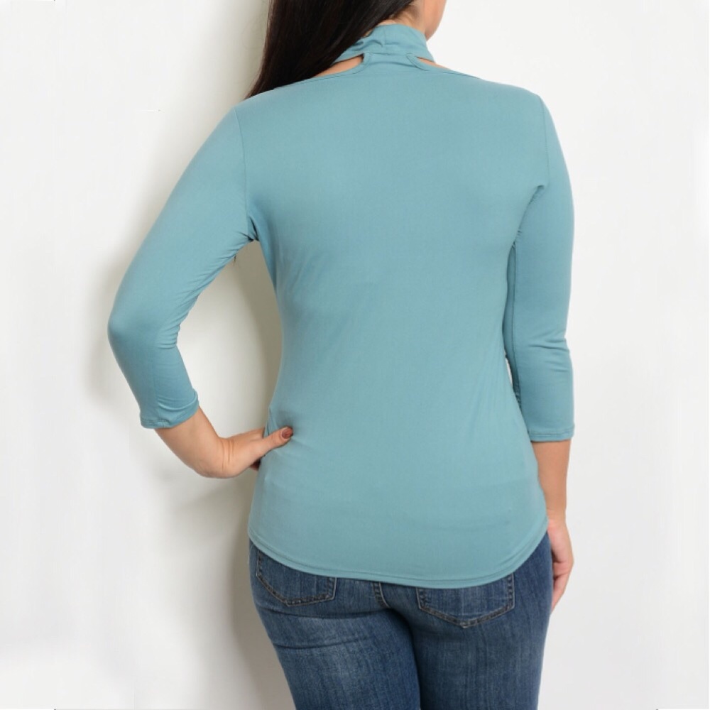 Adorable Teal Plus Choker Fitted Top - Picture 3 of 4
